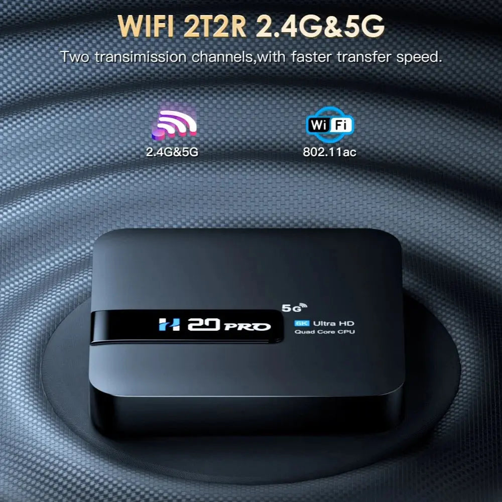 H20PRO Android 10 TV Box with 16GB Storage, Dual Band Wi-Fi, 4K HD Video