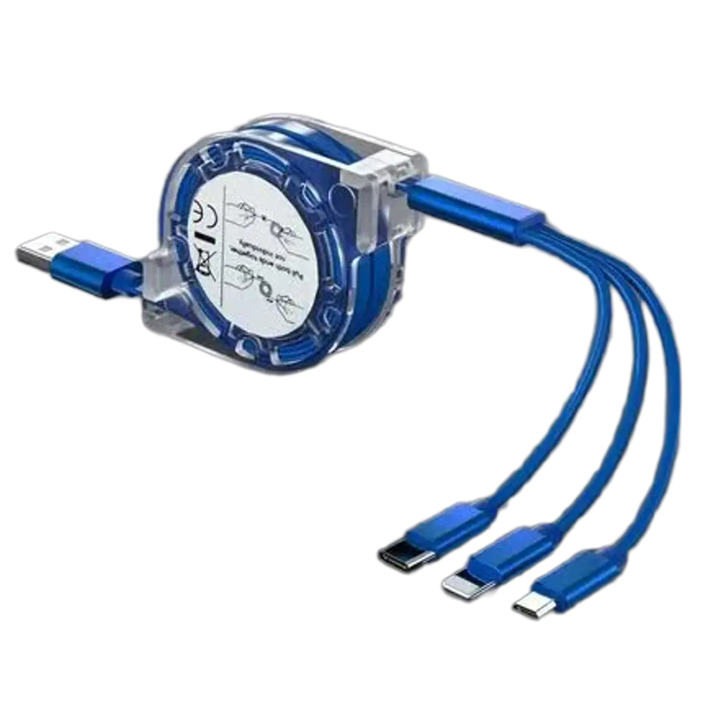 3-in-1 Telescopic USB Cable for Apple, Type-C, and Android Devices