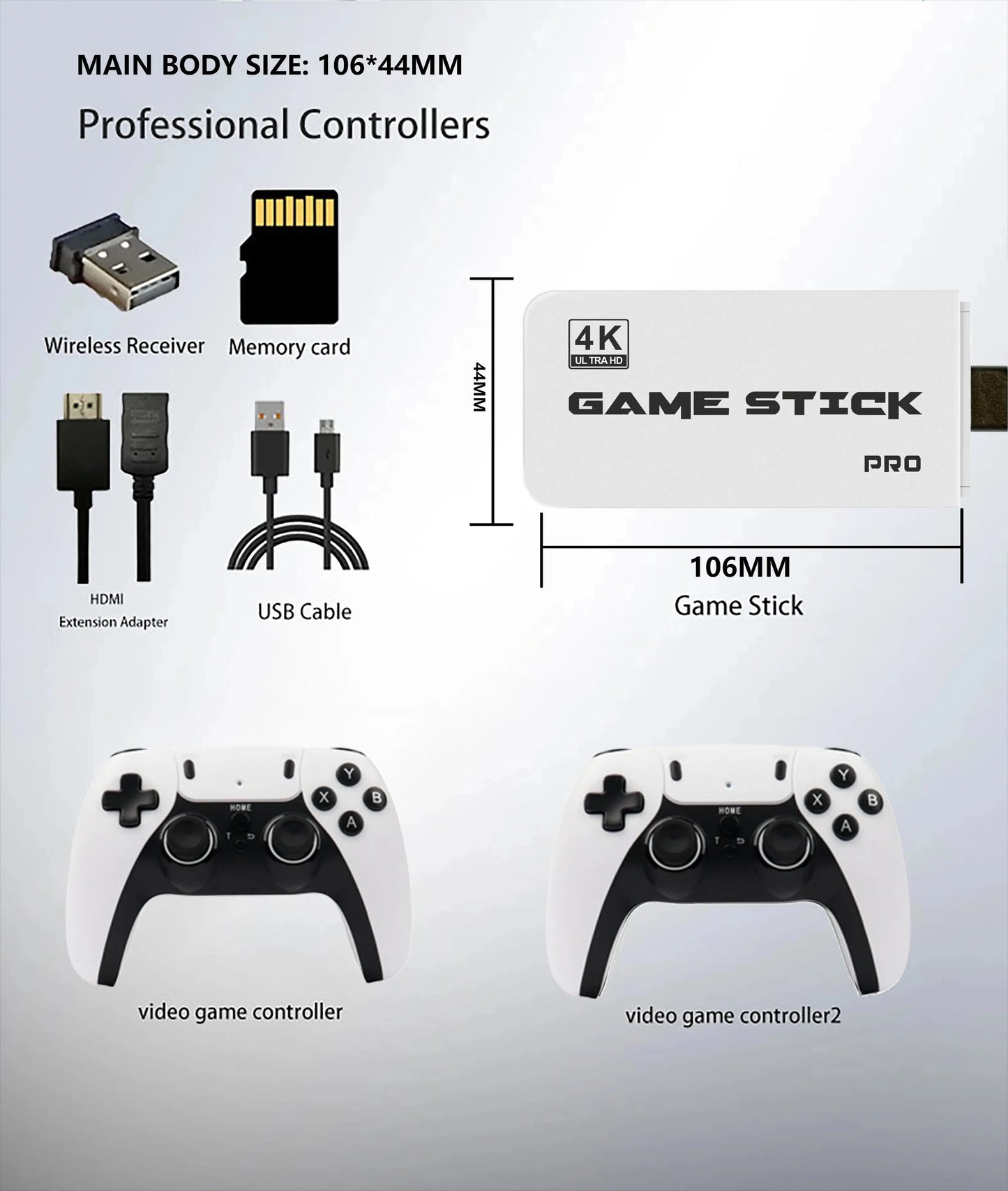 4K Pro Game Stick: 64GB Retro Gaming Console with 30,000 Classic Games & Dual Wireless Controllers