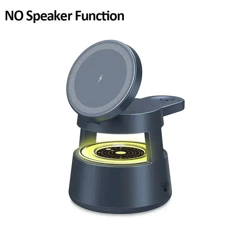 Magnetic 5-in-1 Wireless Charging Stand with LED Night Light and Bluetooth Speaker