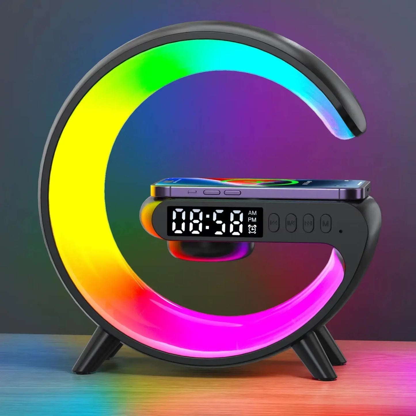 Multifunctional Bluetooth Speaker with RGB Night Light and 15W Wireless Charging