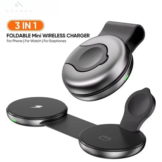 Travel 3-in-1 Portable Foldable Mini Wireless Charger Dock