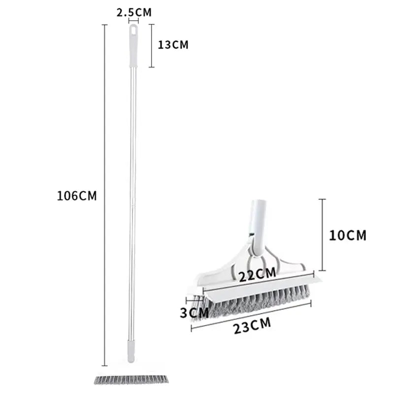 2-in-1 Rotating Floor Scrub Brush and Squeegee 