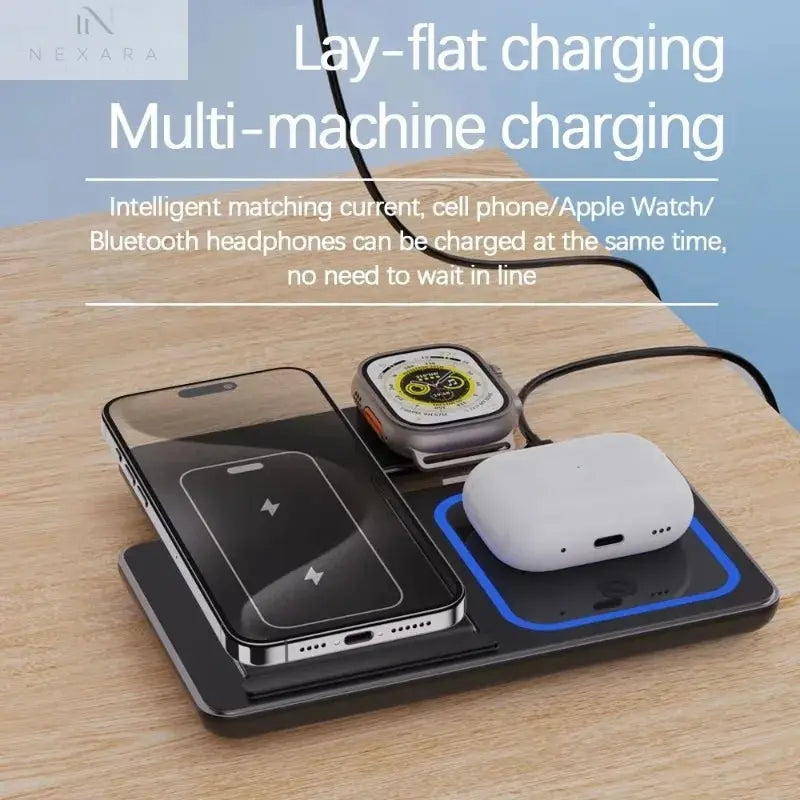 100W Foldable 3-in-1 Wireless Charging Station 