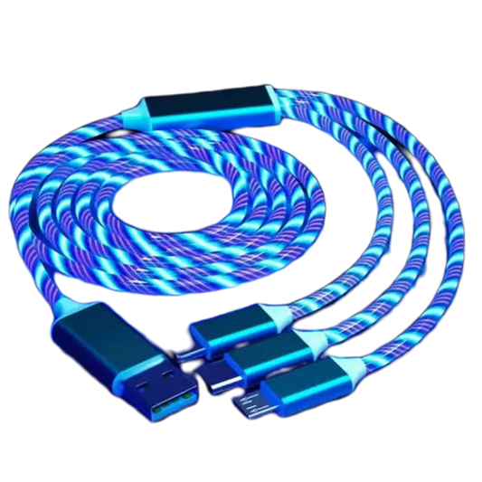 3-in-1 LED Glow Charging Cable Micro USB and Type-C 