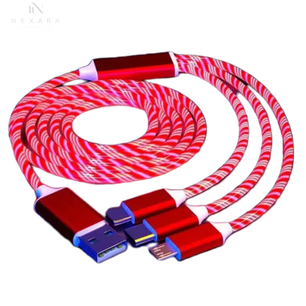 3-in-1 LED Glow Charging Cable Micro USB and Type-C 