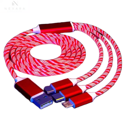 3-in-1 LED Glow Charging Cable Micro USB and Type-C 