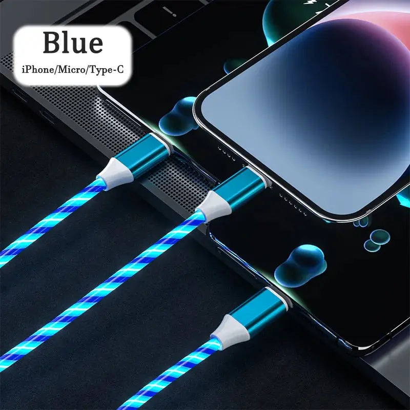 3-in-1 LED Glow Charging Cable Micro USB and Type-C 