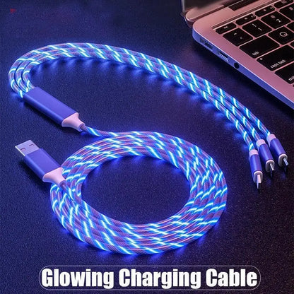 3-in-1 LED Glow Charging Cable Micro USB and Type-C 