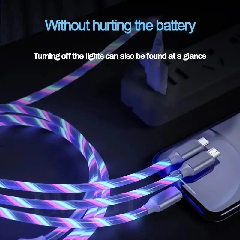 3-in-1 LED Glow Charging Cable Micro USB and Type-C 