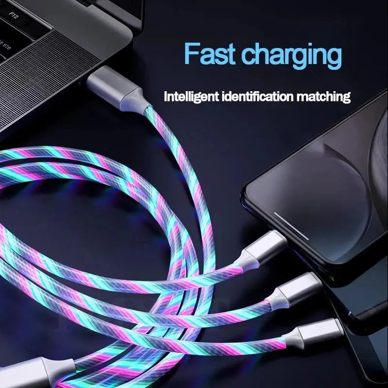 3-in-1 LED Glow Charging Cable Micro USB and Type-C 