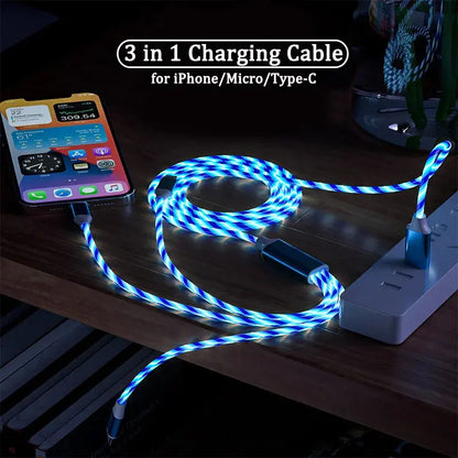 3-in-1 LED Glow Charging Cable Micro USB and Type-C 