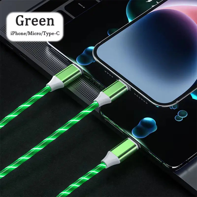 3-in-1 LED Glow Charging Cable Micro USB and Type-C 