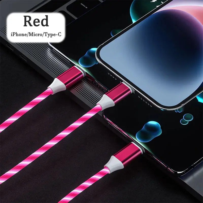 3-in-1 LED Glow Charging Cable Micro USB and Type-C 