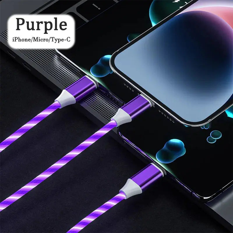 3-in-1 LED Glow Charging Cable Micro USB and Type-C 