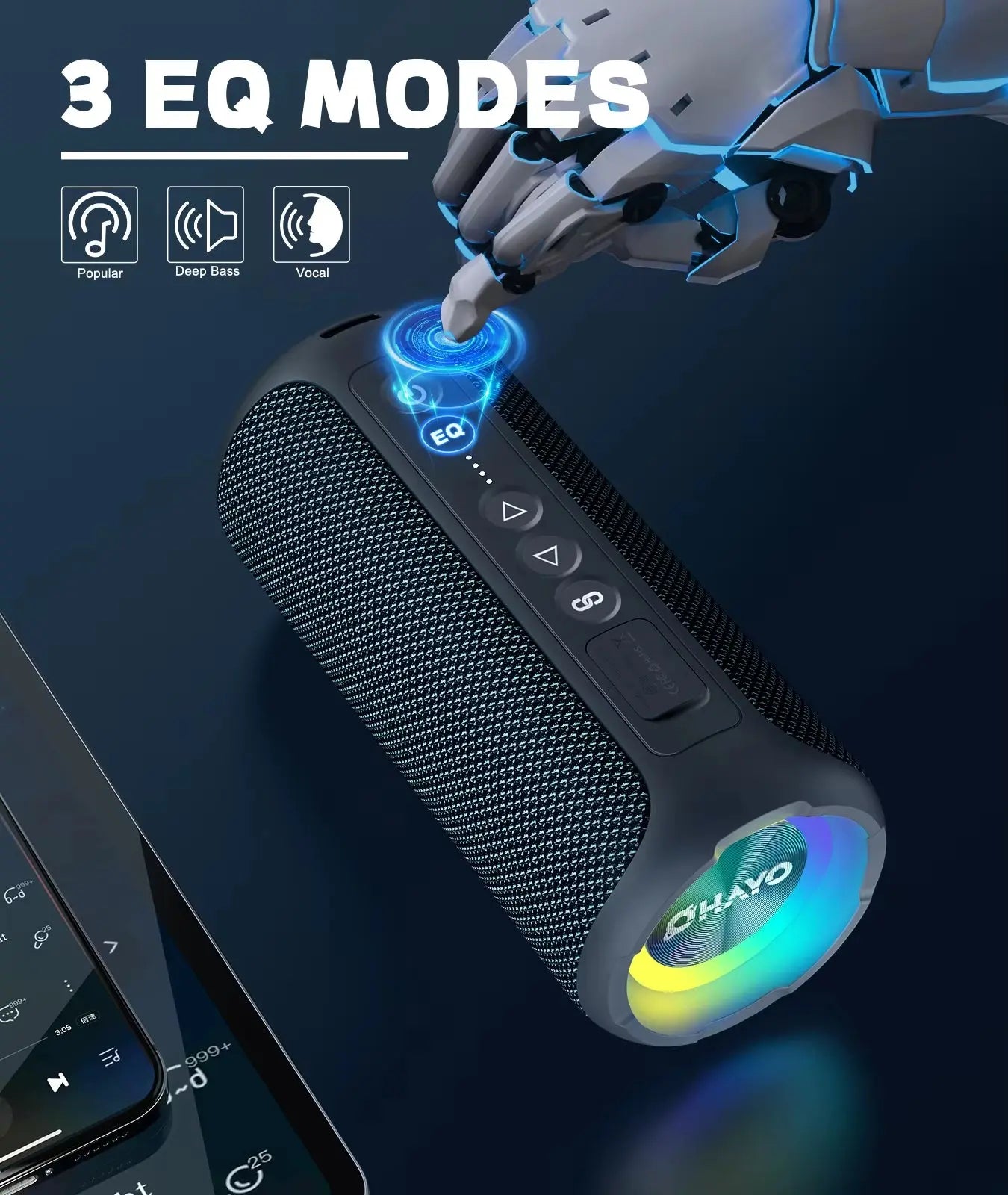 Powerful 40W Portable Bluetooth Speaker with Deep Bass, Waterproof 