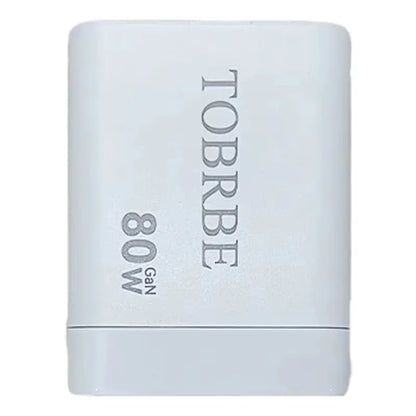 80W MAX GaN Fast Charger with Retractable Type-C Cable and Dual USB Ports 