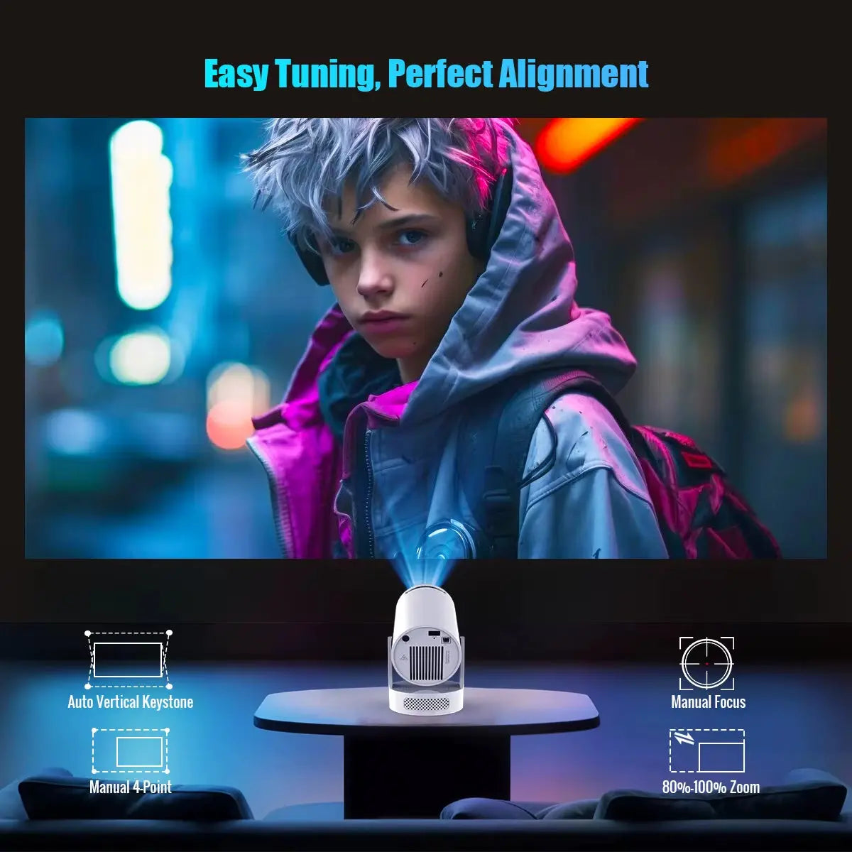 HY300 Pro 4K Portable Projector Android 11, Dual WiFi, and Bluetooth 5.0 