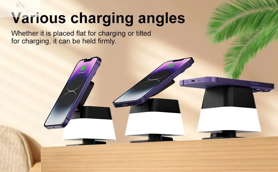 4-in-1 Rotatable Wireless Charger Stand with Colorful Lighting 