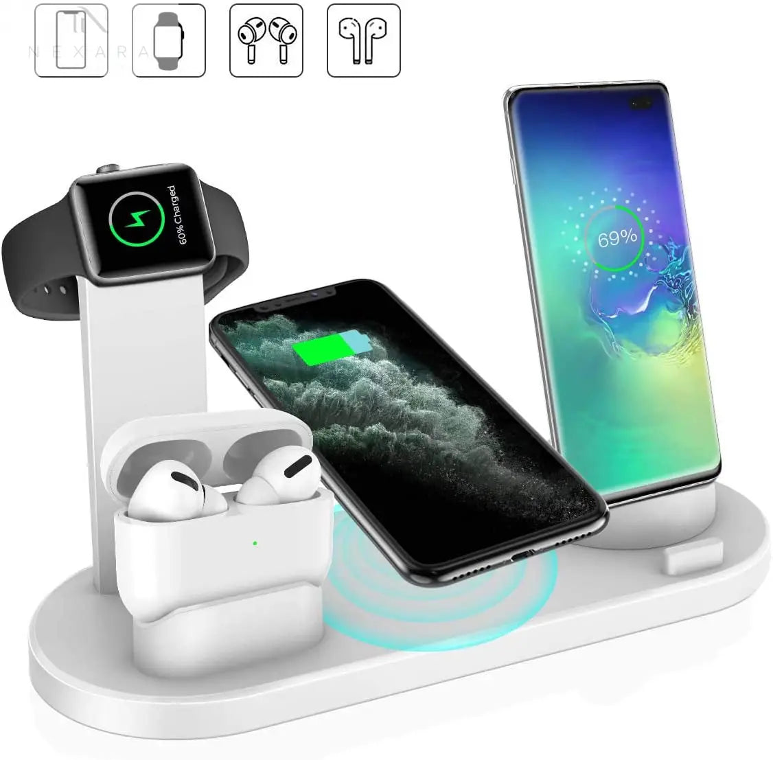 4-in-1 Wireless Charging Station for Apple Watch, iPhone, and AirPods Pro 
