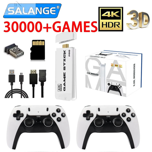 4K Pro Game Stick: 64GB Retro Gaming Console with 30,000 Classic Games & Dual Wireless Controllers 