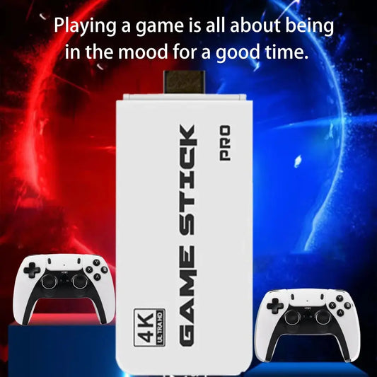 4K Pro Game Stick: 64GB Retro Gaming Console with 30,000 Classic Games & Dual Wireless Controllers 