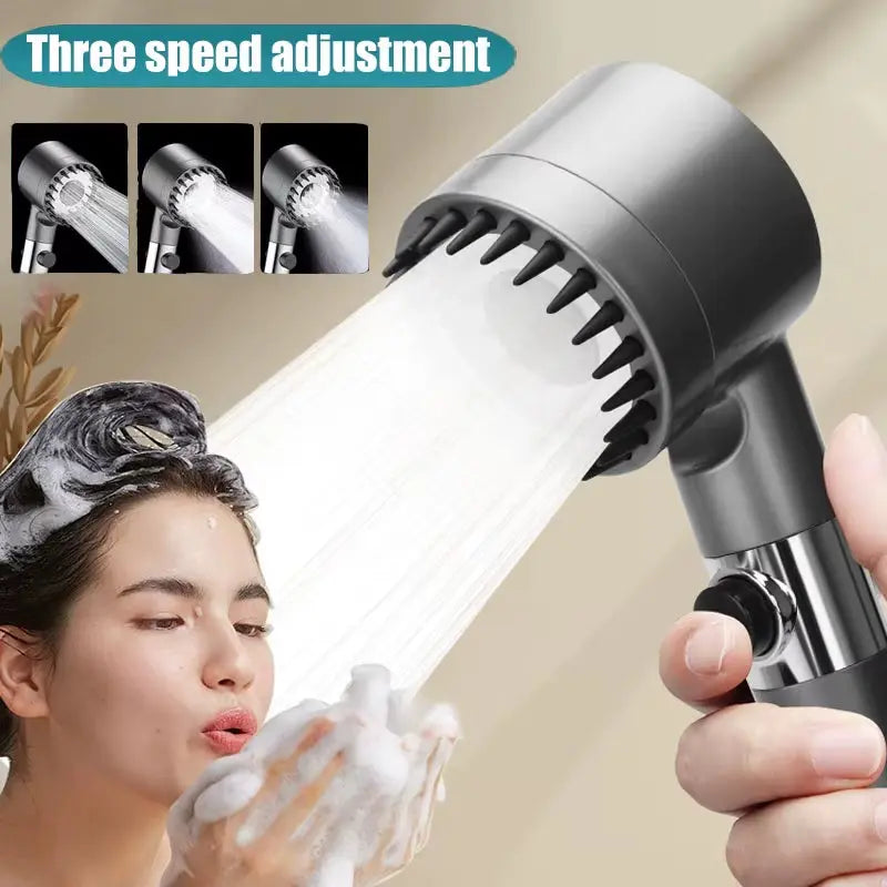 Three-Speed Adjustable Portable Showerhead Massage Function and Water Filter 