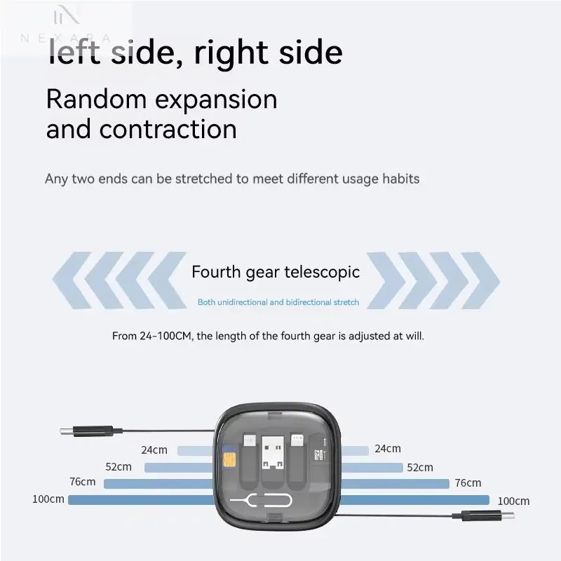 60W Retractable Data Cable Multi-Device 