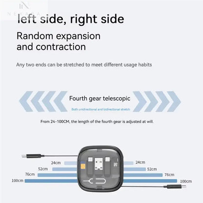 60W Retractable Data Cable Multi-Device 