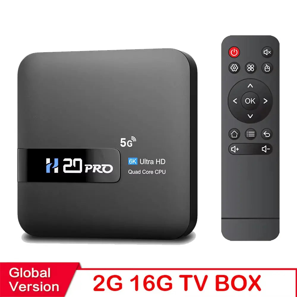 H20PRO Android 10 TV Box with 16GB Storage, Dual Band Wi-Fi, 4K HD Video 