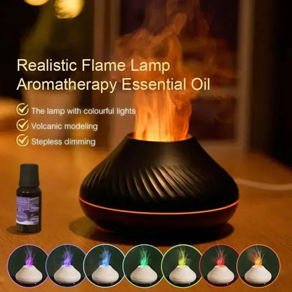 Aromatherapy Humidifier with Multi-Color Night Light and Cozy Flame Effect 