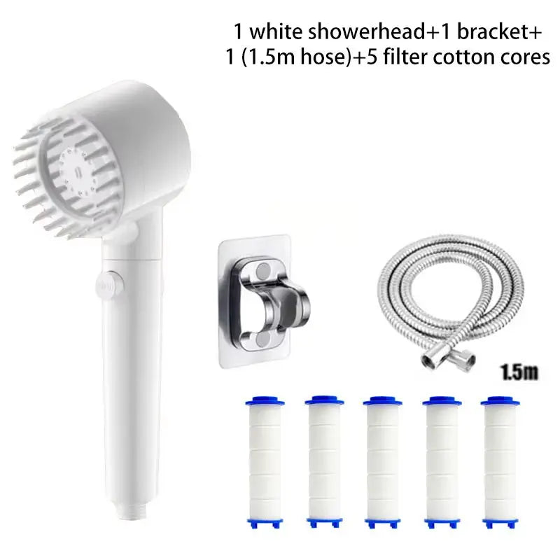 Three-Speed Adjustable Portable Showerhead Massage Function and Water Filter 