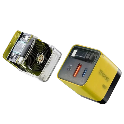 80W MAX GaN Fast Charger with Retractable Type-C Cable and Dual USB Ports 