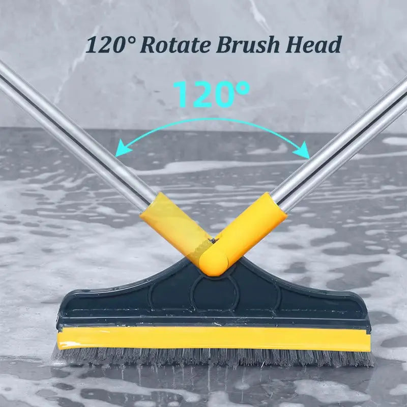 2-in-1 Rotating Floor Scrub Brush and Squeegee 