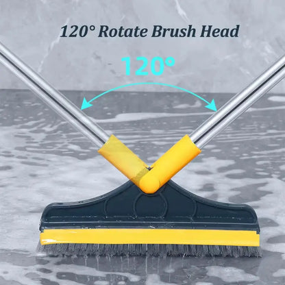 2-in-1 Rotating Floor Scrub Brush and Squeegee 
