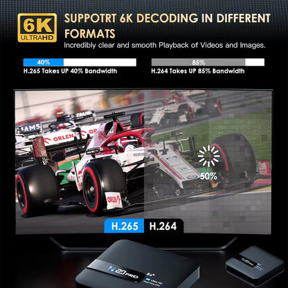 H20PRO Android 10 TV Box with 16GB Storage, Dual Band Wi-Fi, 4K HD Video 