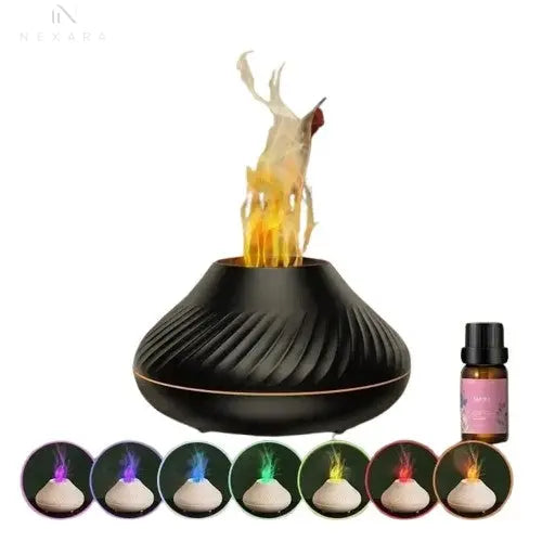 Aromatherapy Humidifier with Multi-Color Night Light and Cozy Flame Effect 