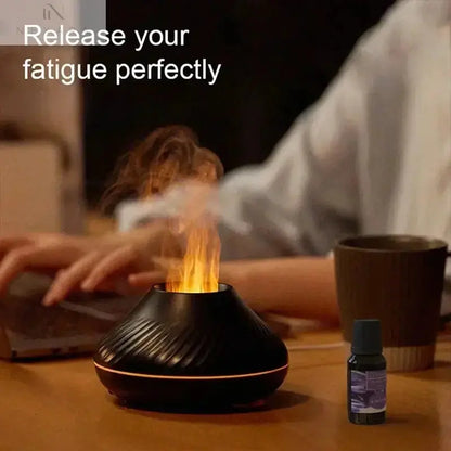 Aromatherapy Humidifier with Multi-Color Night Light and Cozy Flame Effect 
