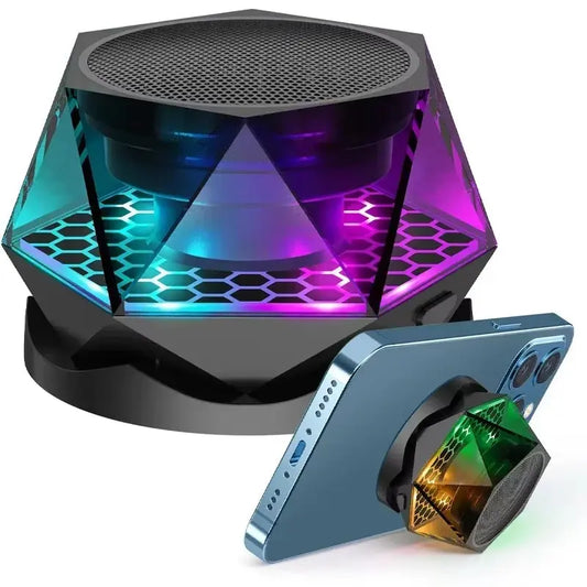 Compact Wireless Bluetooth Speaker with Phone Stand & Lighting 