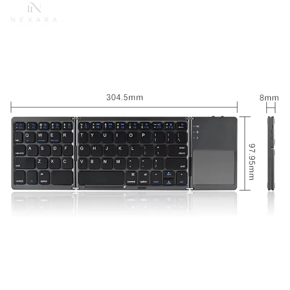 Bluetooth-Compatible Foldable Tablet Keyboard with Touchpad 