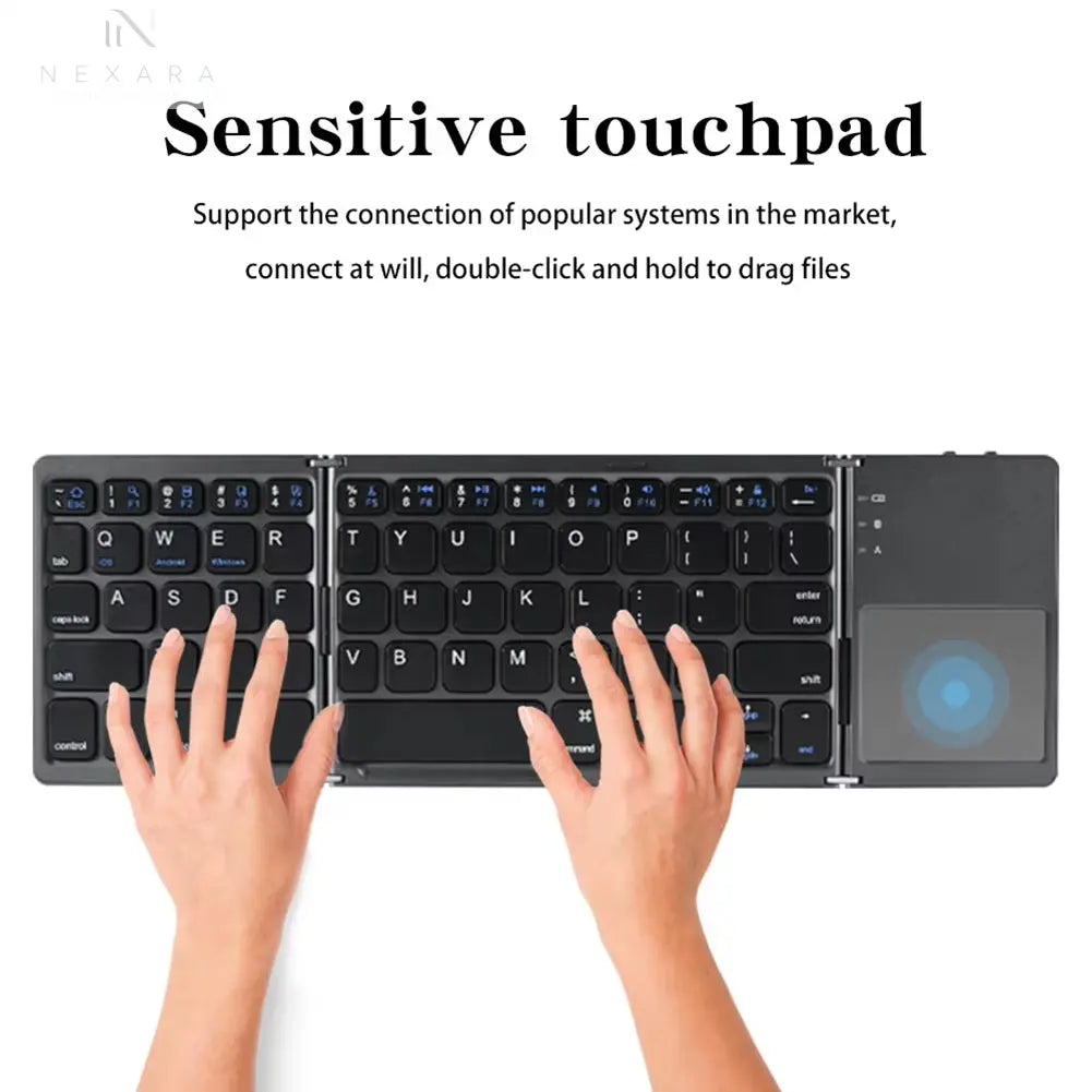 Bluetooth-Compatible Foldable Tablet Keyboard with Touchpad 