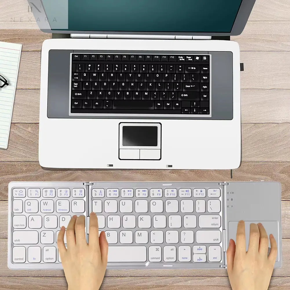 Bluetooth-Compatible Foldable Tablet Keyboard with Touchpad 
