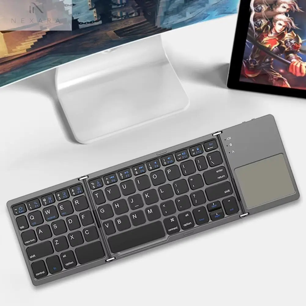 Bluetooth-Compatible Foldable Tablet Keyboard with Touchpad 
