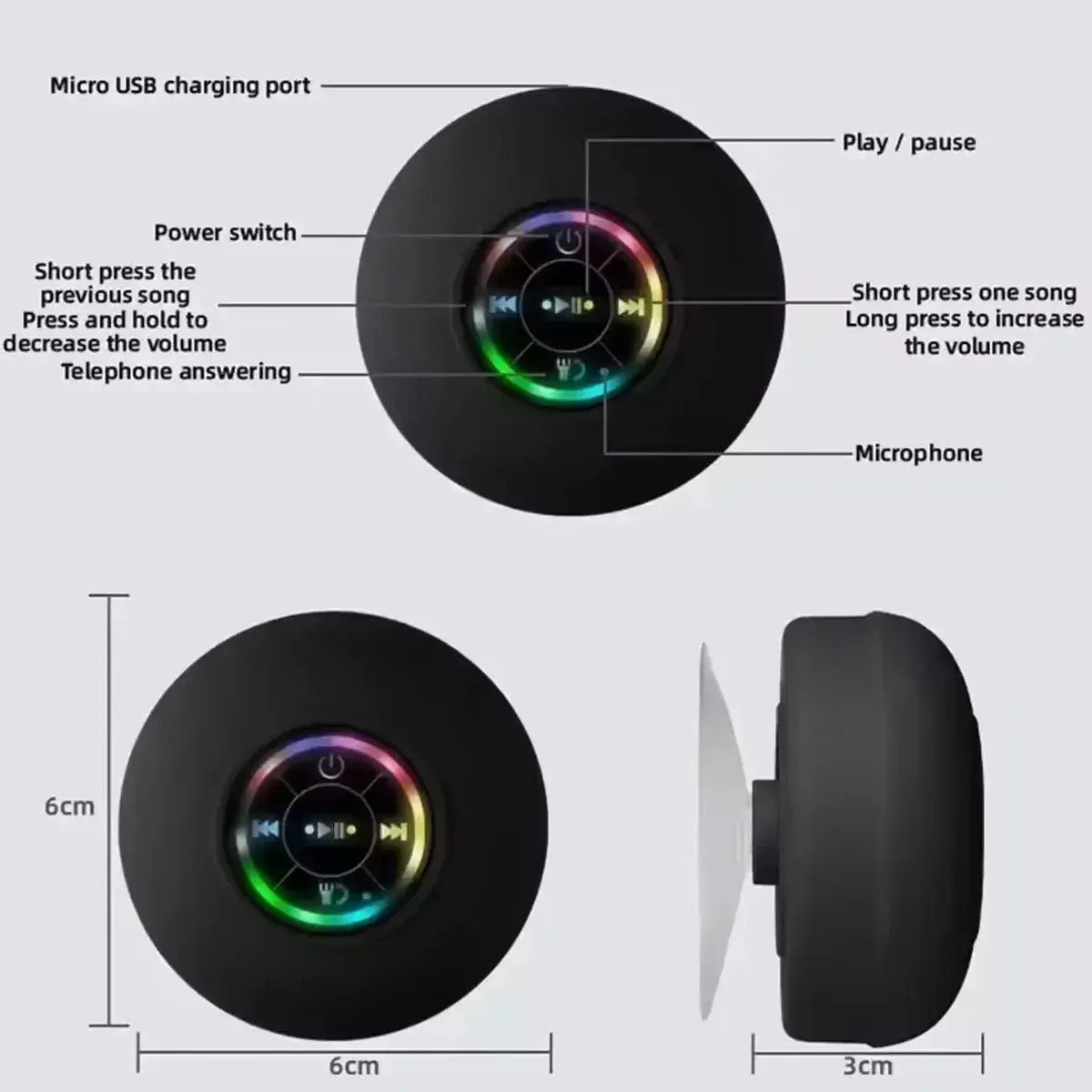 Waterproof Wireless LED Bluetooth Speaker 
