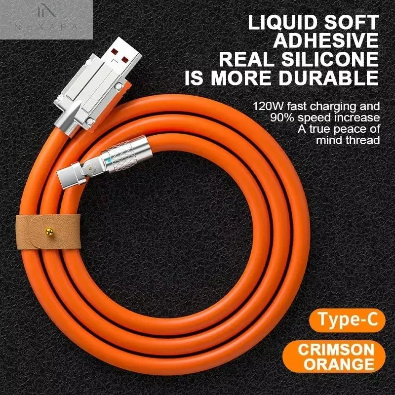 120W 7A USB Type-C Android Fast Charging Cable with 180-Degree Head 