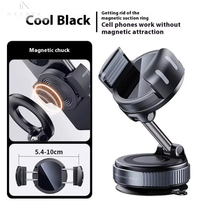 Magnetic Suction Cup Car Phone Holder - 360° Rotatable and Foldable 