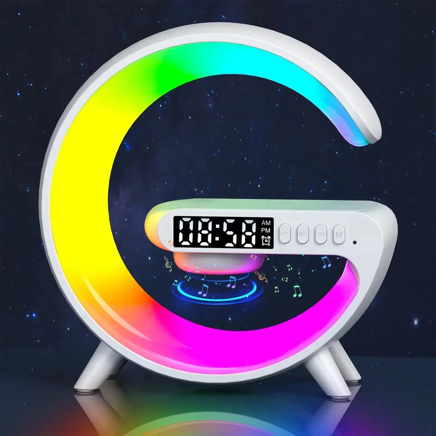 Multifunctional Bluetooth Speaker with RGB Night Light and 15W Wireless Charging 