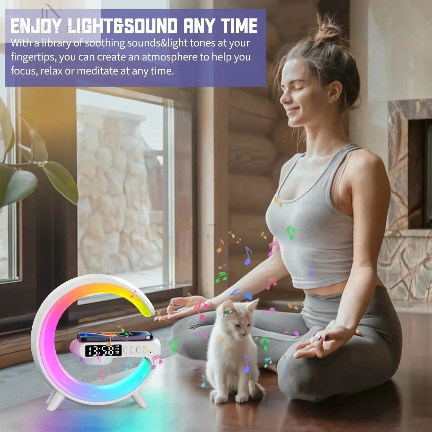 Multifunctional Bluetooth Speaker with RGB Night Light and 15W Wireless Charging 