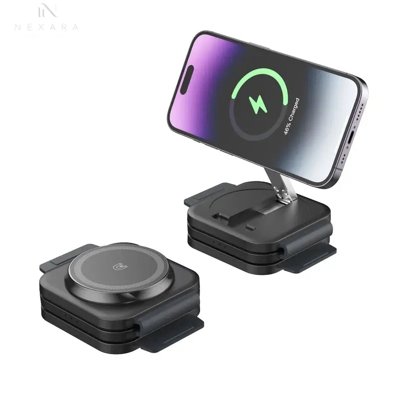 Premium Foldable 3-in-1 Magnetic Wireless Charger Station 