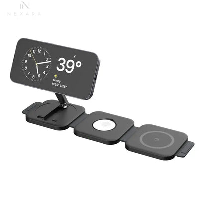 Premium Foldable 3-in-1 Magnetic Wireless Charger Station 